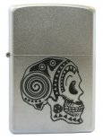 Зажигалка ZIPPO Tattoo Skull Satin Chrome, латунь с ник.-хром. покрыт.,серебр.,матовая, 36х56х12мм