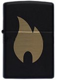 Зажигалка ZIPPO Flame Chromed, латунь с покрытием Black Matt, черный с пламенем, матовая, 36х12x56мм
