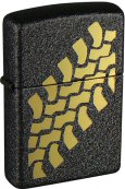 Зажигалка ZIPPO Tire Track Black Crackle, латунь с порошковым покрытием, черная, матовая,36х56х12 мм