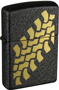 Зажигалка ZIPPO Tire Track Black Crackle, латунь с порошковым покрытием, черная, матовая,36х56х12 мм - Зажигалки - цена и заказ в Москве и Санкт-Петербурге, интернет-магазин ZaUglom