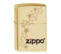 Зажигалка ZIPPO Stars, латунь с покрытием High Polish Brass, золотистый, глянцевая, 36х12x56 мм - Зажигалки - цена и заказ в Москве и Санкт-Петербурге, интернет-магазин ZaUglom