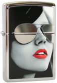 Зажигалка ZIPPO Sunglasses High Polish Chrome, латунь с ник.-хром.покрыт., серебр.,глянц.,36х56х12мм