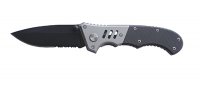Нож складной Stinger, 75 мм (черный), рукоять: сталь/пластик (сереб-черн), с клипом, коробка картон - Клинок 63/78 мм