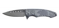 Нож складной Stinger, 85 мм (серебристый), рукоять: сталь/алюмин. (серебр.), с клипом, короб.картон - Клинок 80/90 мм
