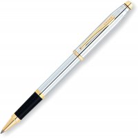 Ручка-роллер Cross Century II. Цвет - серебристый с золотистой отделкой. - Ручка-роллер