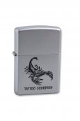 Зажигалка ZIPPO Tattoo Scorpion Satin Chrome, латунь с ник.-хром. покрыт.,серебр.,матовая,36х56х12мм