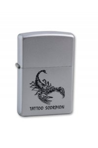 Зажигалка ZIPPO Tattoo Scorpion Satin Chrome, латунь с ник.-хром. покрыт.,серебр.,матовая,36х56х12мм - Зажигалки - цена и заказ в Москве и Санкт-Петербурге, интернет-магазин ZaUglom