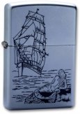 Зажигалка ZIPPO Mermaid Satin Chrome, латунь с никеле-хромовым покрыт., серебр., матовая, 36х56х12мм