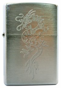 Зажигалка ZIPPO Dragon1 Brushed Chrome,латунь,ник-хром.покр.,сереб.,матов.,36х56х12мм - Зажигалки - цена и заказ в Москве и Санкт-Петербурге, интернет-магазин ZaUglom