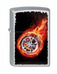 Зажигалка ZIPPO Tire On Fire, латунь, серебристый с нанесением , матовая, 36х12x56 мм