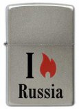 Зажигалка ZIPPO Flame Russia Satin Chrome, латунь с ник.-хром. покрыт.,сереб.,матовая, 36х56х12мм