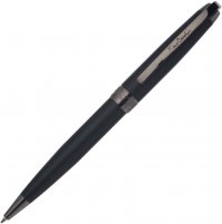 Шариковая ручка Pierre Cardin Progress, цвет - матовый черный/ пуш. сталь. Упаковка В. - Шариковые ручки