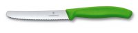 Нож для томатов и сосисок VICTORINOX SwissClassic, лезвие 11 см с серейторной заточкой, зелёный - Нож для томатов и сосисок
