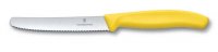 Нож для томатов и сосисок VICTORINOX SwissClassic, лезвие 11 см с серейторной заточкой, жёлтый - Нож для томатов и сосисок