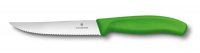 Нож для стейков и пиццы VICTORINOX SwissClassic "Gourmet", 12 см, с серейторной заточкой, зелёный - Нож для стейков и пиццы