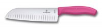 Нож сантоку VICTORINOX SwissClassic, рифлёное лезвие 17 см, розовый - Нож сантоку