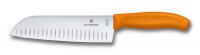 Нож сантоку VICTORINOX SwissClassic, рифлёное лезвие 17 см, оранжевый - Нож сантоку