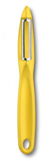Нож для чистки овощей VICTORINOX универсальный, двустороннее зубчатое лезвие, жёлтая рукоять - Нож для овощей