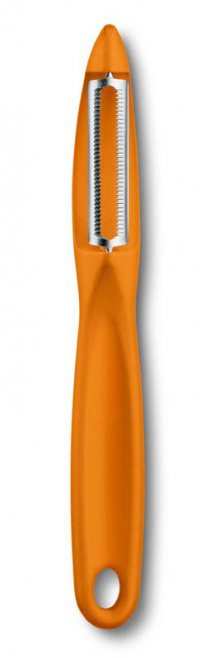 Нож для чистки овощей VICTORINOX универсальный, двустороннее зубчатое лезвие, оранжевая рукоять - Нож для овощей