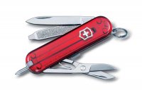 Нож-брелок VICTORINOX Signature, 58 мм, 7 функций, полупрозрачный красный - Карманные 58 мм