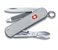 Нож-брелок VICTORINOX Classic Alox, 58 мм, 5 функций, алюминиевая рукоять, серебристый - Карманные 58 мм