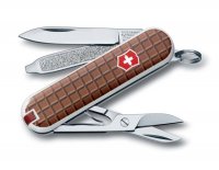 Нож-брелок VICTORINOX Classic, 58 мм, 7 функций, рукоять с дизайном "Шоколад" - Карманные 58 мм