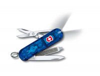 Нож-брелок VICTORINOX Swiss Lite, 58 мм, 7 функций, полупрозрачный синий - Карманные 58 мм