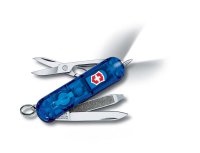 Нож-брелок VICTORINOX Signature Lite, 58 мм, 7 функций, полупрозрачный синий - Карманные 58 мм