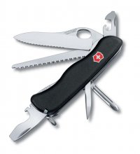 Нож перочинный VICTORINOX Trailmaster One Hand, 111 мм, 12 функций, с фиксатором лезвия, чёрный - Армейские 111 мм