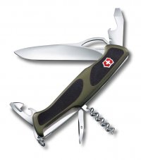 Нож перочинный VICTORINOX RangerGrip 61, 130 мм, 11 функций, с фиксатором лезвия, зелёный с чёрным - Карманные 130 мм