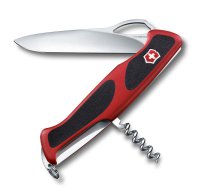 Нож перочинный VICTORINOX RangerGrip 63, 130 мм, 5 функций, с фиксатором лезвия, красный с чёрным - Карманные 130 мм