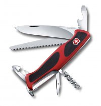 Нож перочинный VICTORINOX RangerGrip 55, 130 мм, 12 функций, с фиксатором лезвия, красный с чёрным - Карманные 130 мм