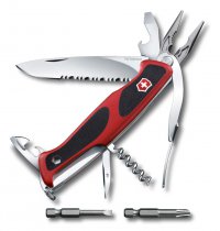 Нож перочинный VICTORINOX RangerGrip 174 Handyman, 130 мм, 17 фнк, с фиксатором, красный с чёрным - Карманные 74/84 мм