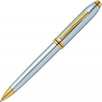 Шариковая ручка Cross Townsend. Цвет - серебристый с золотистой отделкой. - Шариковые ручки 