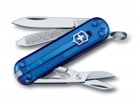 Нож-брелок VICTORINOX Classic SD, 58 мм, 7 функций, полупрозрачный синий - Карманные 58 мм