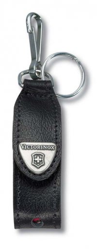 Чехол VICTORINOX для ножей-брелоков c LED 58 мм, с кольцом для ключей, кожаный, чёрный - Чехлы