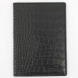 Обложка для паспорта S.Quire, натуральная воловья кожа, черный, фактурная, 9,9x13,4 см