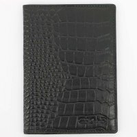 Обложка для паспорта S.Quire, натуральная воловья кожа, черный, фактурная, 9,9x13,4 см - Обложки для документов
