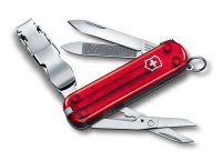 Нож-брелок VICTORINOX NailClip 580, 65 мм, 8 функций, полупрозрачный красный - Карманные 58 мм