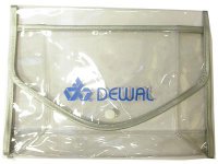 Косметичка DEWAL, полимерный материал, прозрачно-серая на кнопке 22х8х16 см - Косметички