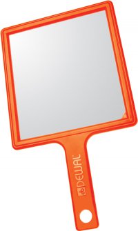 Зеркало заднего вида DEWAL пластик оранжевое с ручкой, 21,5х23,5см - Зеркала