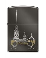 Зажигалка ZIPPO Петропавловская крепость, латунь/сталь с покрытием Black Ice®, чёрная, 36x12x56 мм - Зажигалки - цена и заказ в Москве и Санкт-Петербурге, интернет-магазин ZaUglom