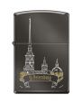 Зажигалка ZIPPO Петропавловская крепость, латунь/сталь с покрытием Black Ice®, чёрная, 36x12x56 мм