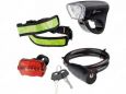 Набор велосипедный: рулевой и задний габаритный LED фонари, светоотражатели и тросовый замок, Stern